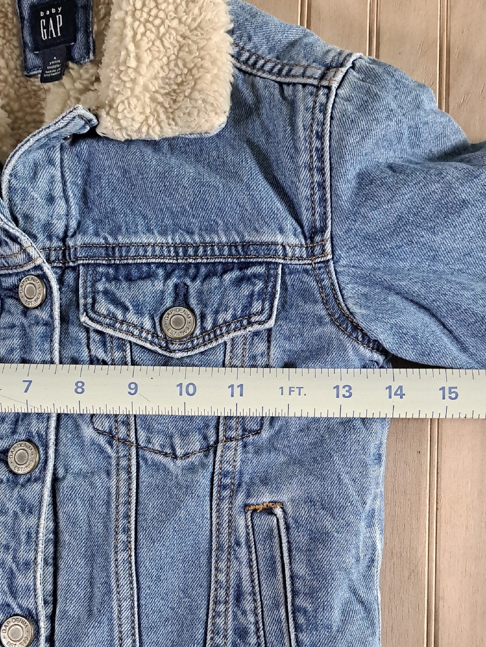 GAP Denim Jacket with Cream Sherpa Collar - Picture 8 of 10